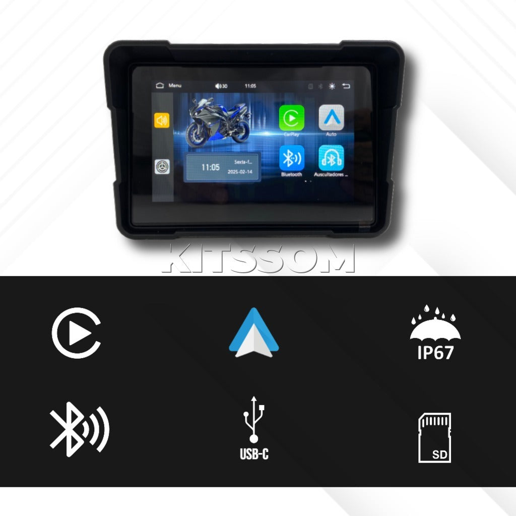 Multimidia Monitor Moto Carplay Android Auto Sem Fio