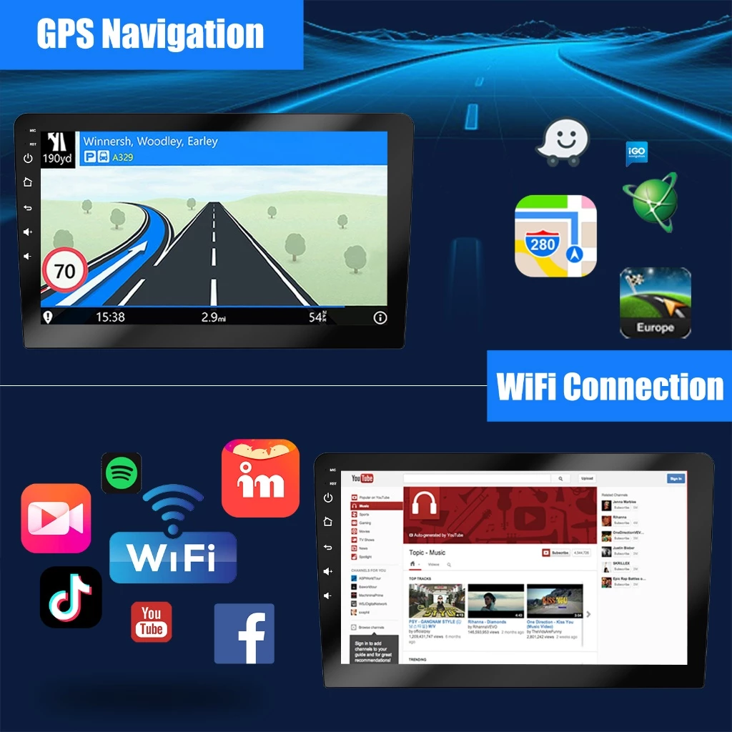 ESSGOO 9 polegadas Android Carplay 2 Din MP5 Carro Player GPS/ Bluetooth/FM/rádio do carro