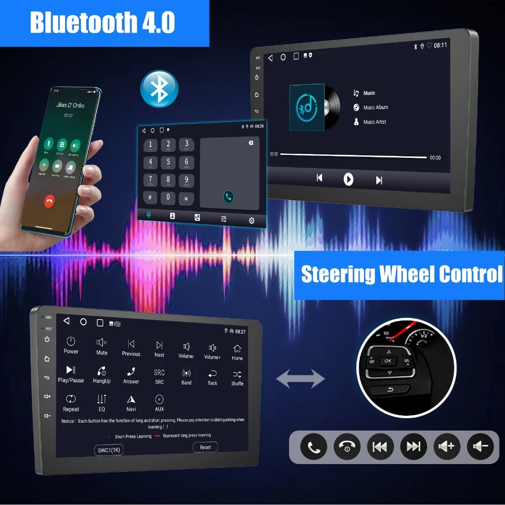 ESSGOO 9 polegadas Android Carplay 2 Din MP5 Carro Player GPS/ Bluetooth/FM/rádio do carro