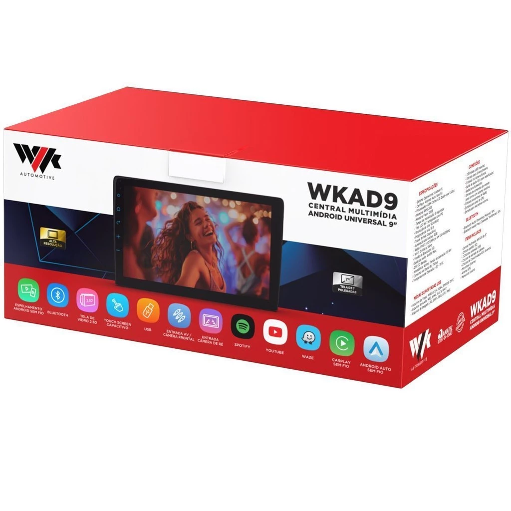 Multimídia 9 e 11 polegadas Android Auto Carplay App 2GB 32GB Câmera De Ré WKAD9