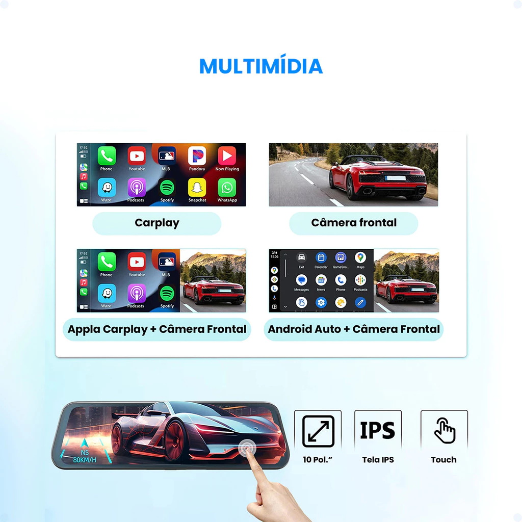 Retrovisor com Câmera de Ré e Gravação + Brinde