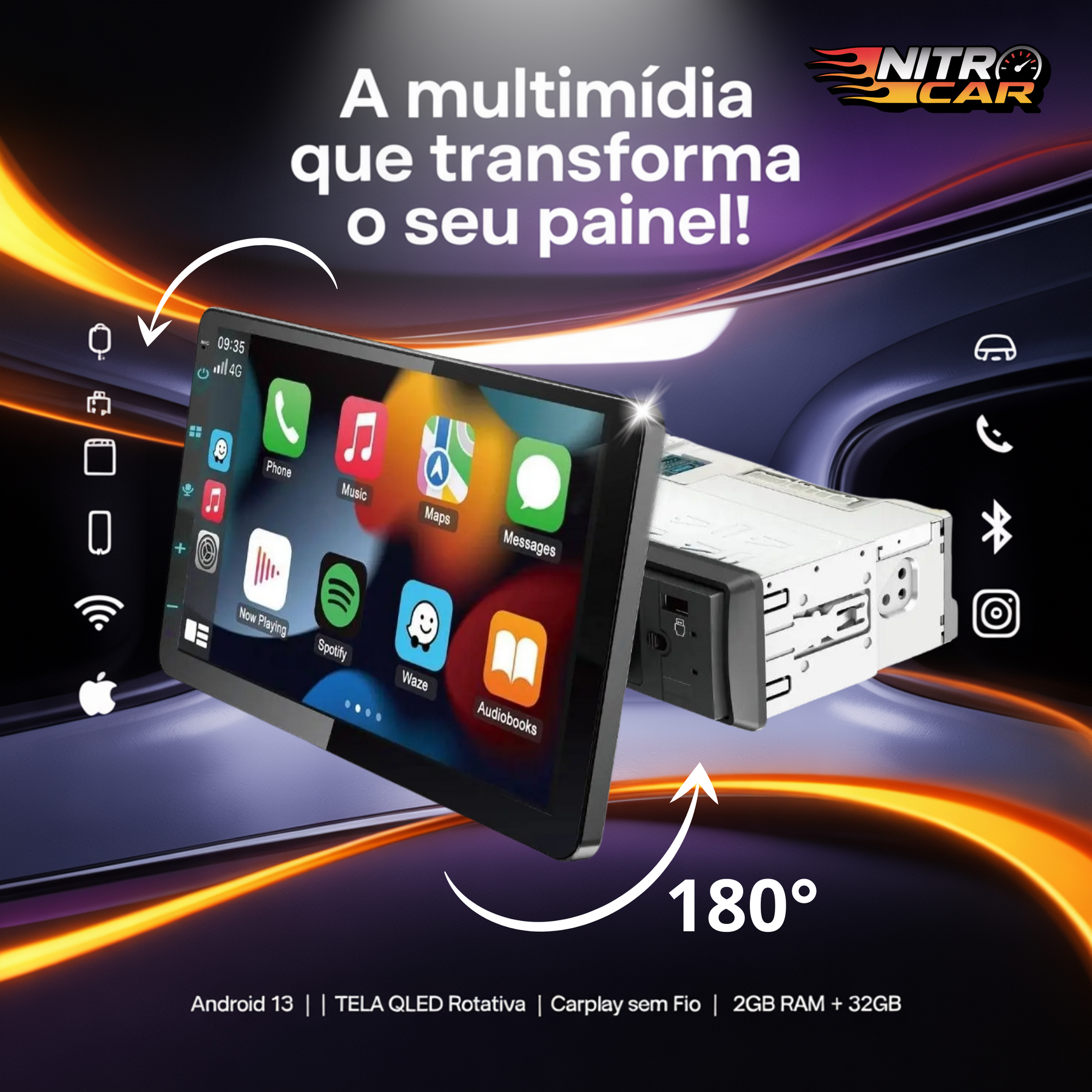 PREÇO DE CUSTO| CENTRAL MULTIMIDIA UNIVERSAL WIFI ANDROID 12 TELA FLUTUANTE TOUCH 1DIN (PARA QUALQUER CARRO) + FRETE GRÁTIS
