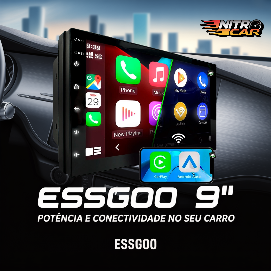 ESSGOO 9 polegadas Android Carplay 2 Din MP5 Carro Player GPS/ Bluetooth/FM／rádio do carro
