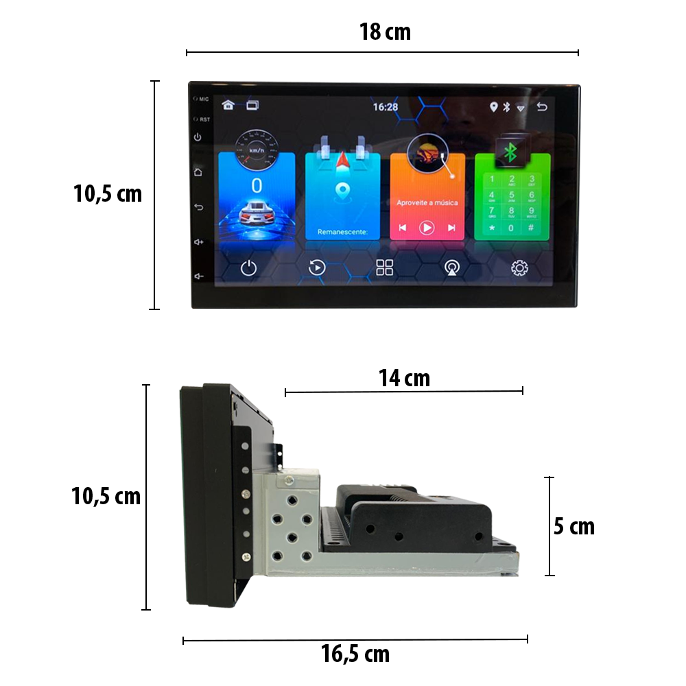 Central Multimídia V2 Universal 1 DIN 7"