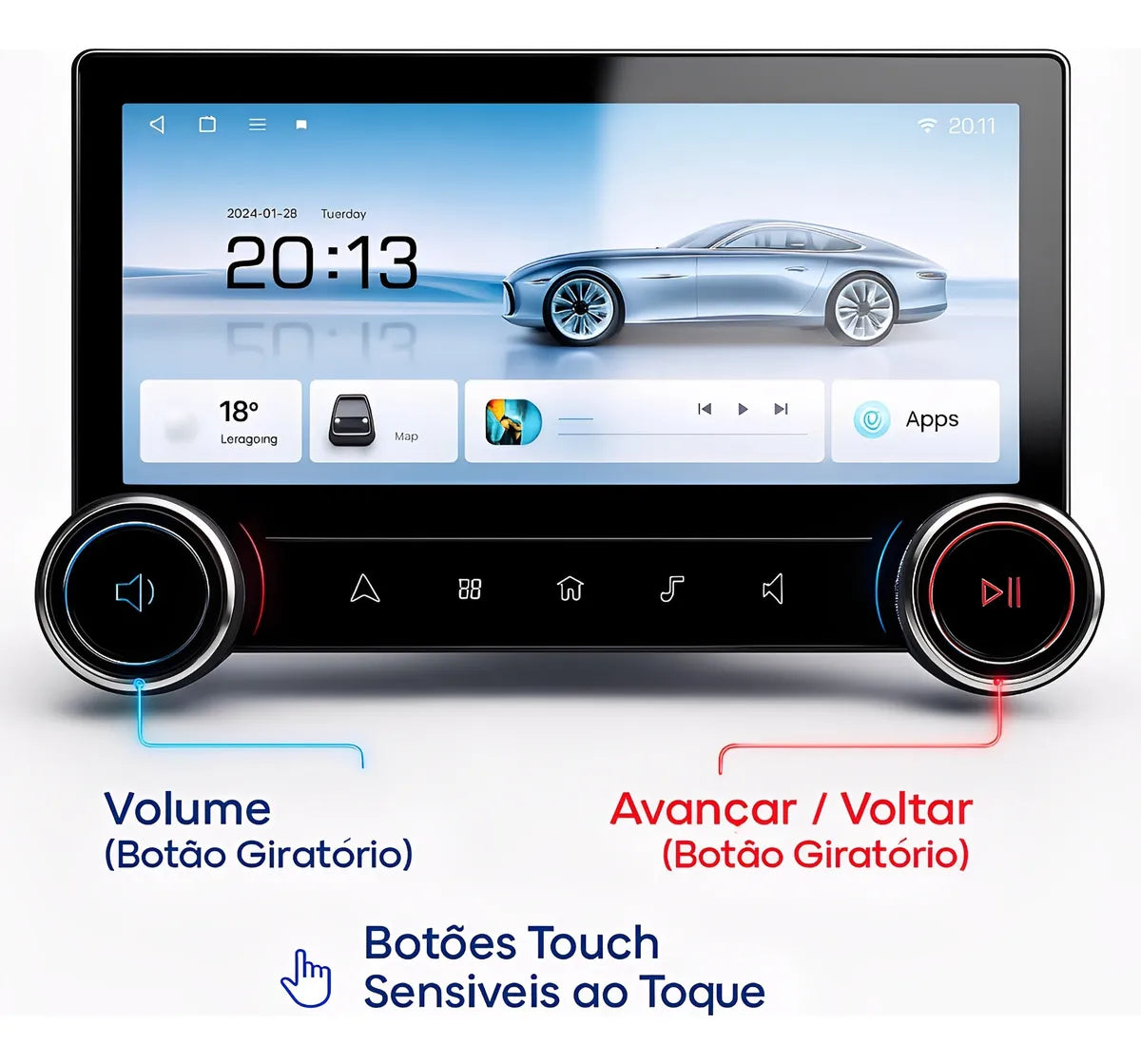 Central Multimídia HT-9530CA Diamond 2K Android 2/32gb