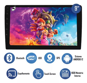 Multimídia 9pol Android Gol Saveiro Voyage G6 Moldura Câmera Cor Preto
