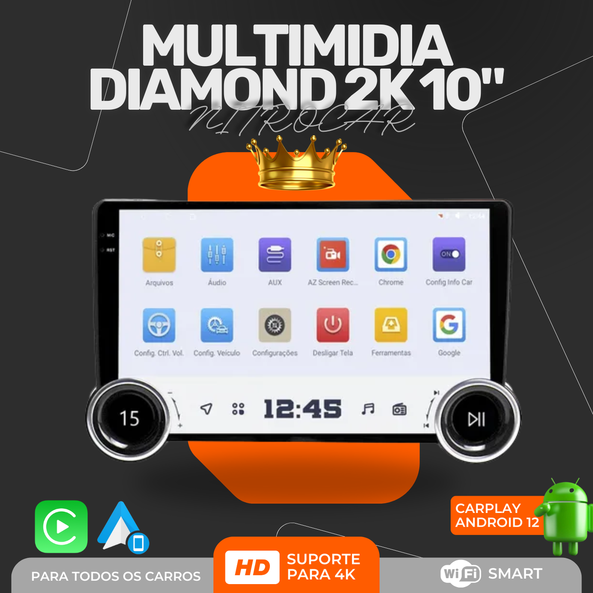 Central Multimídia HT-9530CA Diamond 2K Android 2/32gb