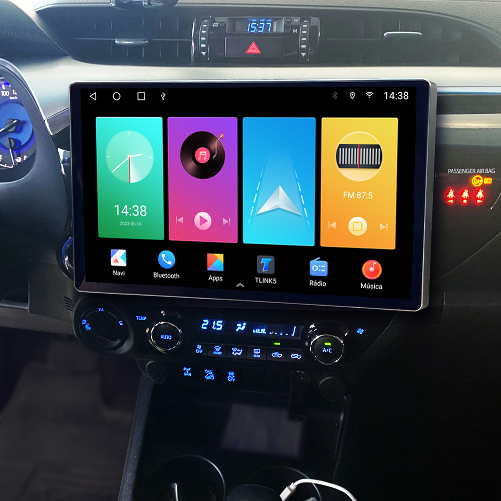 Multimídia Toyota Hilux 2019 2020 2021 2022 2023 V2 Tesla 13" 2016 2017 2018