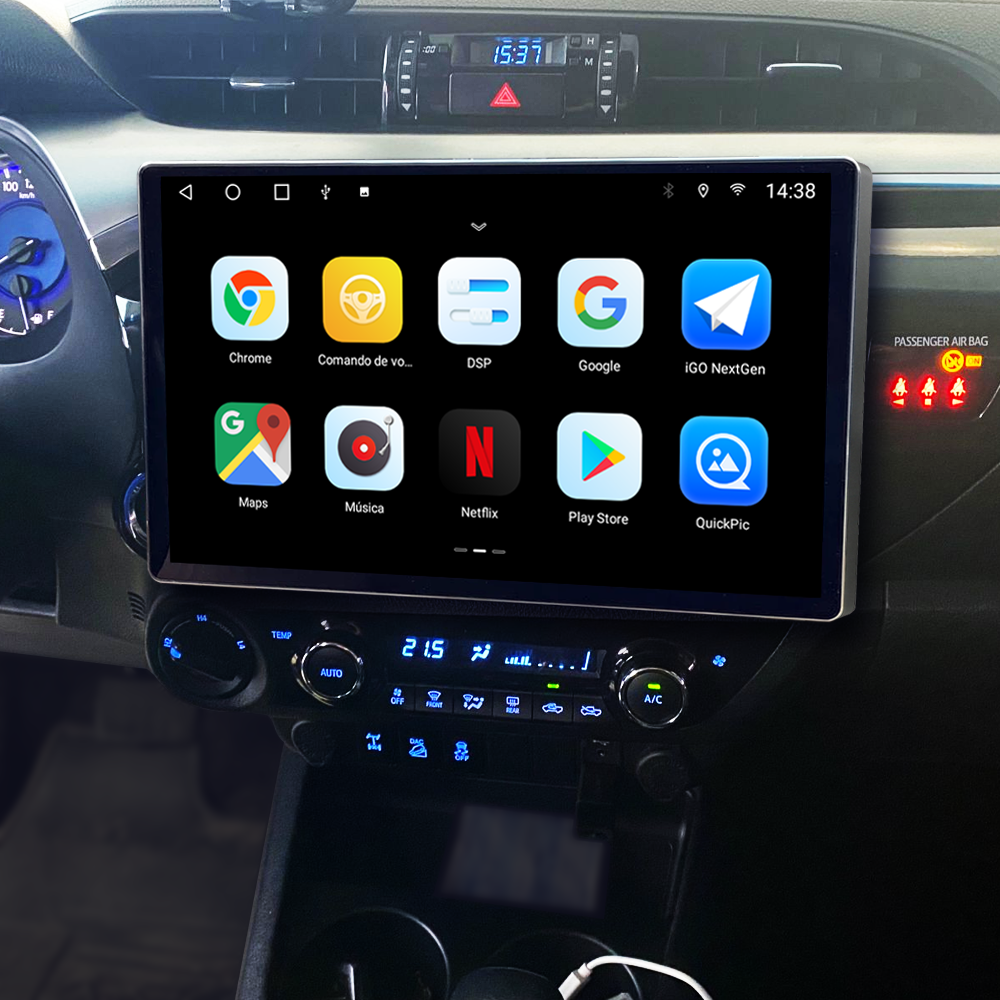 Multimídia Toyota Hilux 2019 2020 2021 2022 2023 V2 Tesla 13" 2016 2017 2018