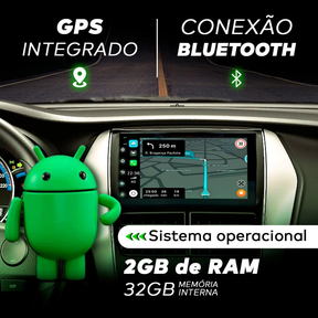 Central Multimidia Android 13 2GB 7 Polegadas 2 Din Espelhamento USB Bluetooth GPS Integrado