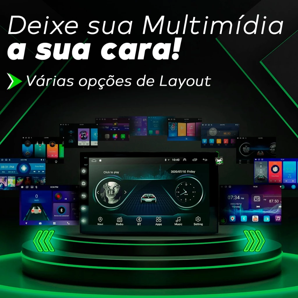 Central Multimidia Android 13 2GB 7 Polegadas 2 Din Espelhamento USB Bluetooth GPS Integrado