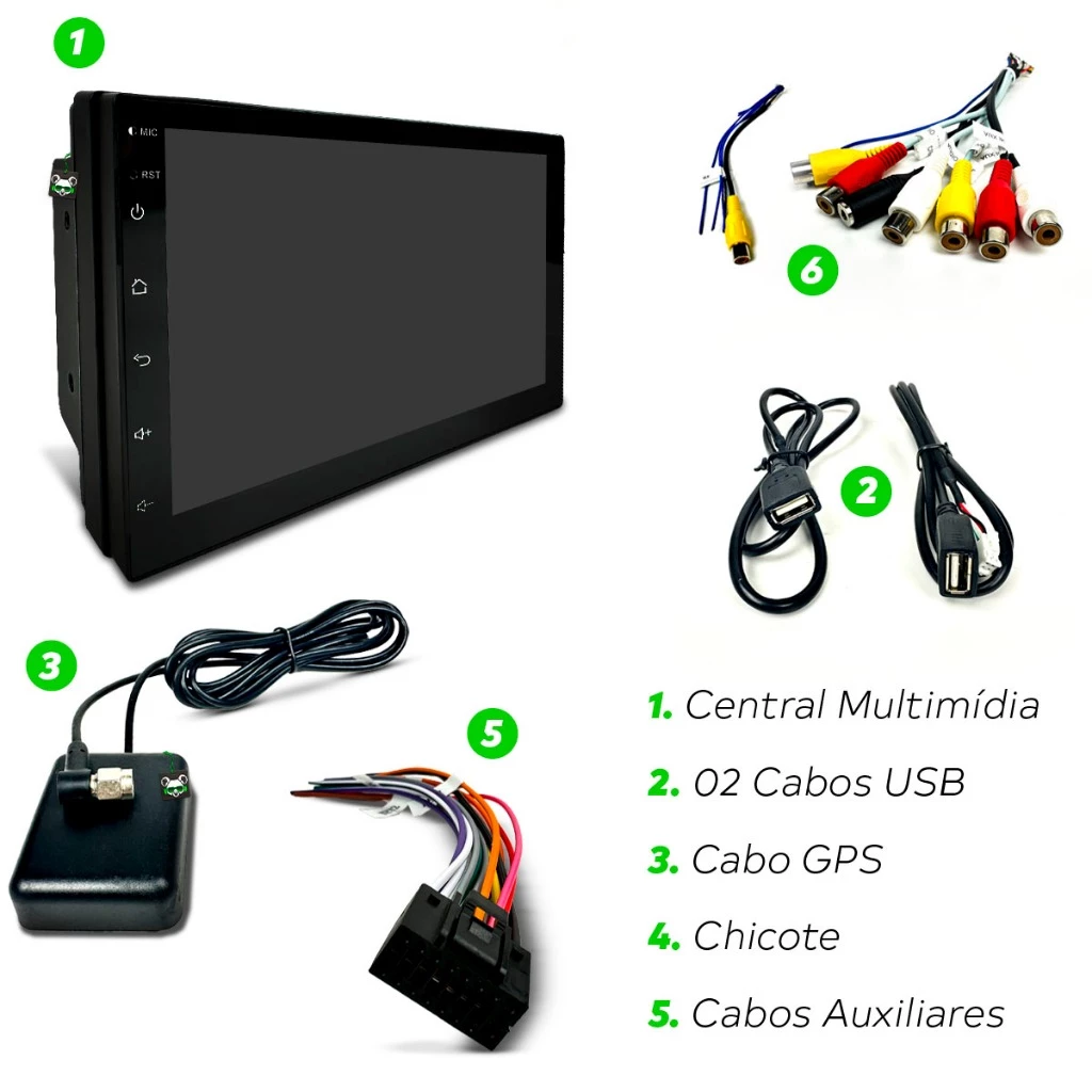 Central Multimidia Android 13 2GB 7 Polegadas 2 Din Espelhamento USB Bluetooth GPS Integrado