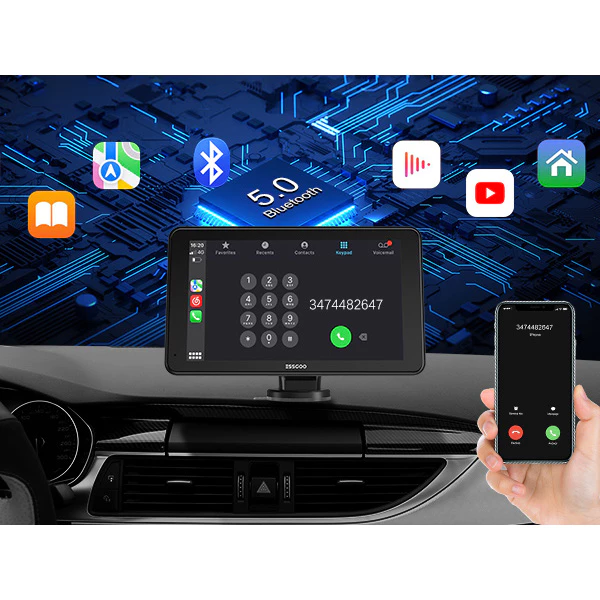 ESSGOO 7 Polegadas Tela De Toque Portátil Carplay MP5 Multimídia Player FHD IPS Android Auto Espelho Link Bluetooth FM Na