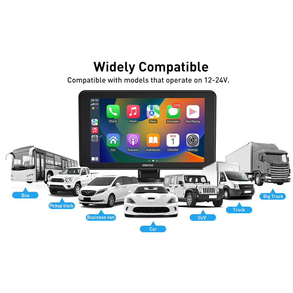ESSGOO 7 Polegadas Tela De Toque Portátil Carplay MP5 Multimídia Player FHD IPS Android Auto Espelho Link Bluetooth FM Na