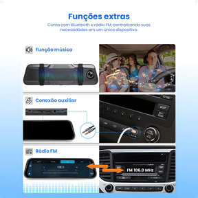 Retrovisor com Câmera de Ré e Gravação + Brinde
