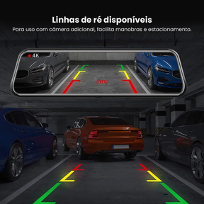 Retrovisor com Câmera de Ré e Gravação + Brinde